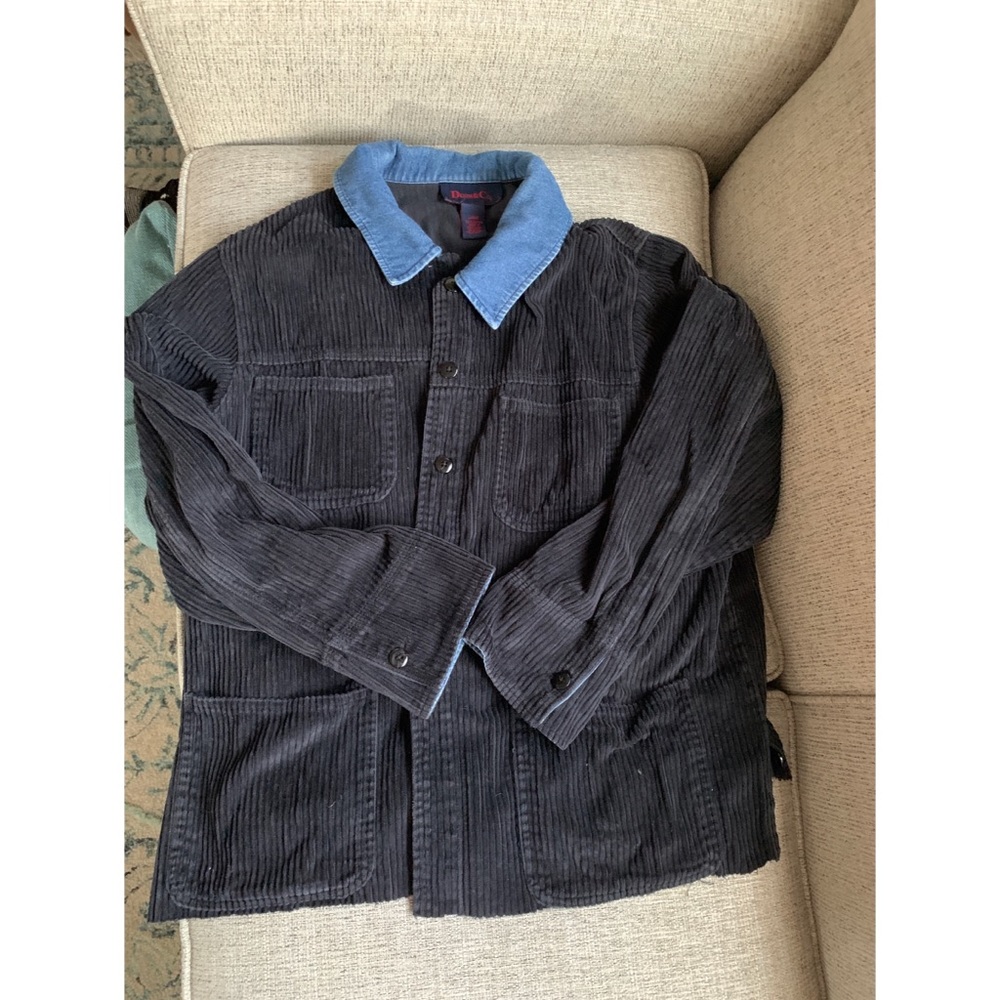 Corduroy Jacket (Black/Blue, Size L)